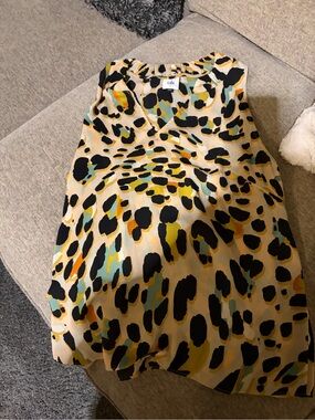 CAbi Multicolor Leopard-Print Sleeveless Blouse in Beige, Black, Yellow, Teal
